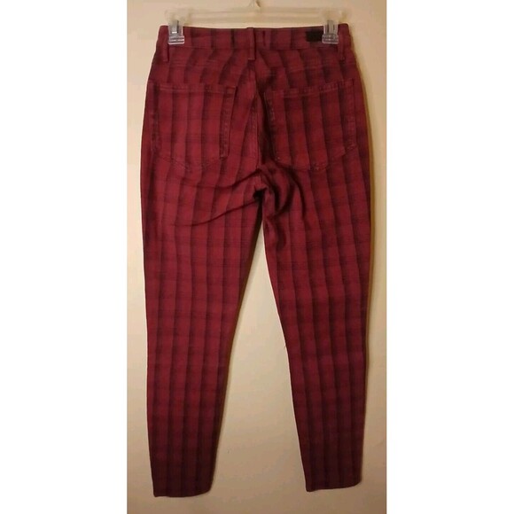 NWT PAIGE Sz 25 Hoxton Tartan Plaid High Waist Ankle Skinny Pant Stretch Red/Blk - Picture 10 of 16